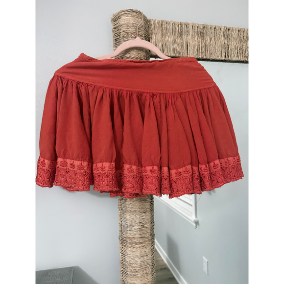 Free People Dresses & Skirts - Free People Orange Embroidered Skirt